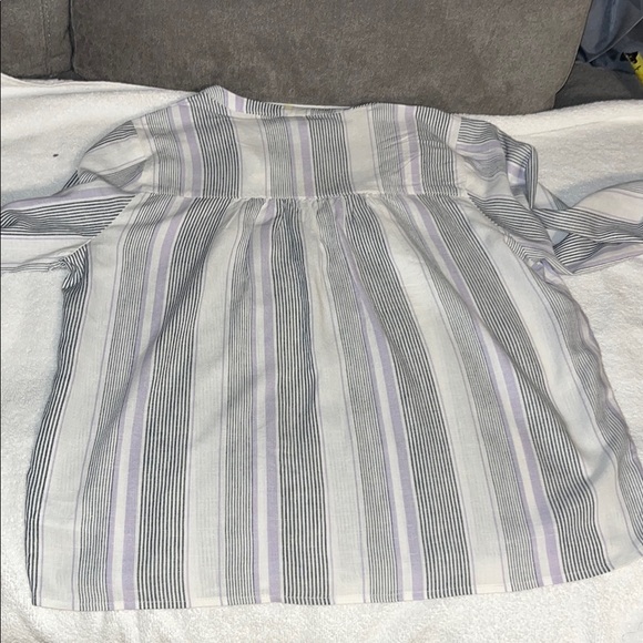 Splendid White and Gray 3/4 Sleeve Boxy Blouse - Picture 5 of 8